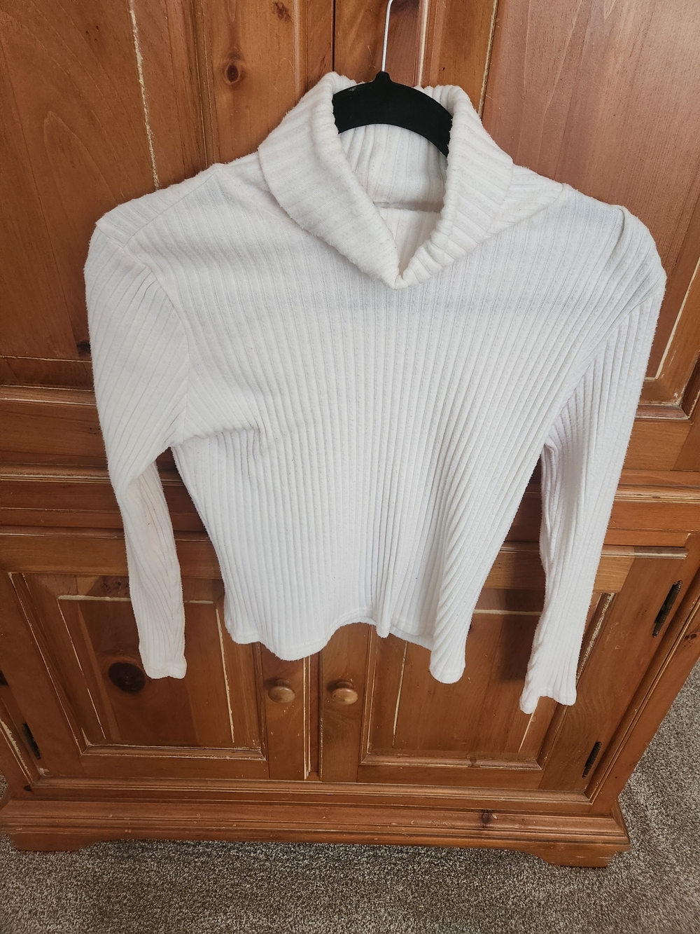 Carolyn Taylor Cream Ribbed Cowl Neck Sweater